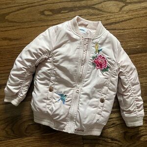 Hudson Jeans Light Pink Embroidered Puffer Jacket